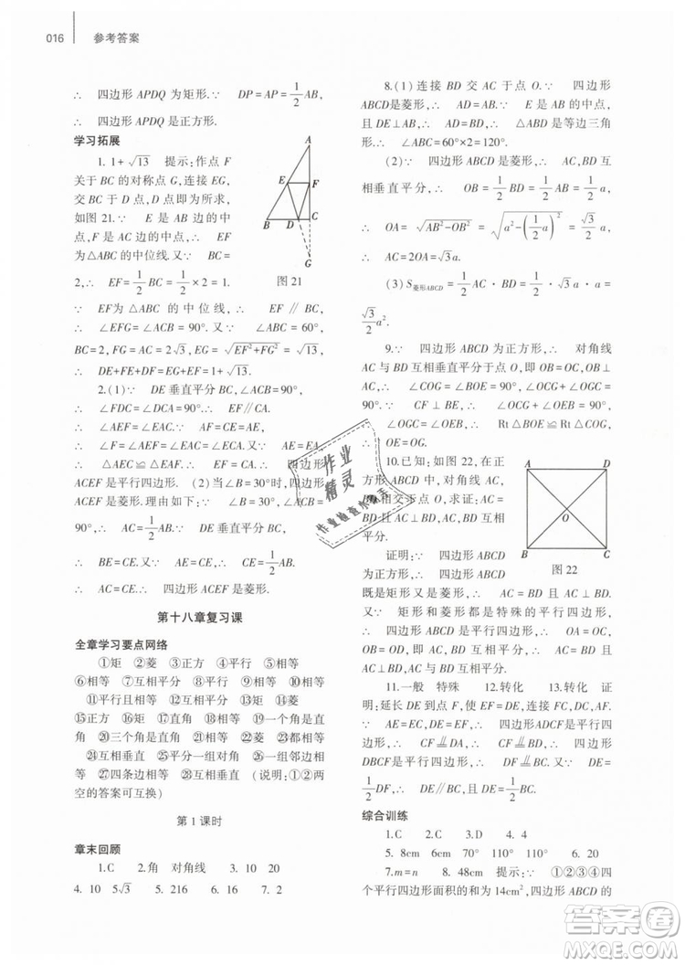 2019年基礎(chǔ)訓(xùn)練八年級(jí)數(shù)學(xué)下冊(cè)人教版大象出版社答案