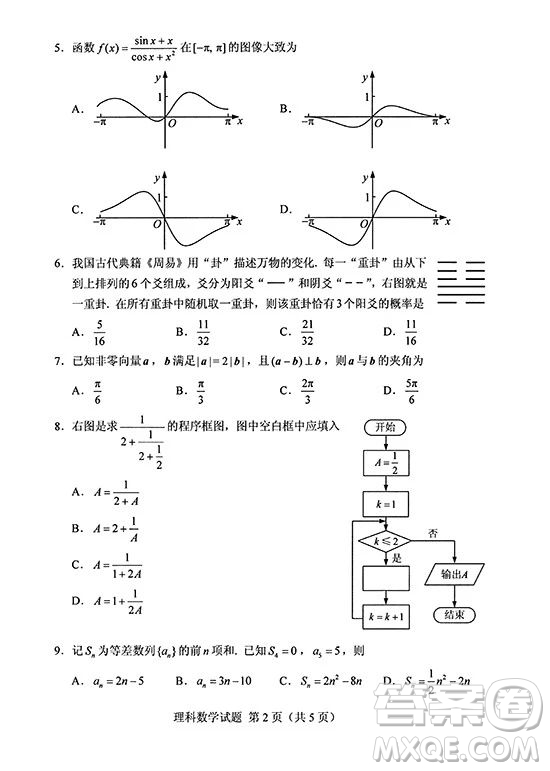 2019年高考全國Ⅰ卷各科試題及標(biāo)準(zhǔn)答案