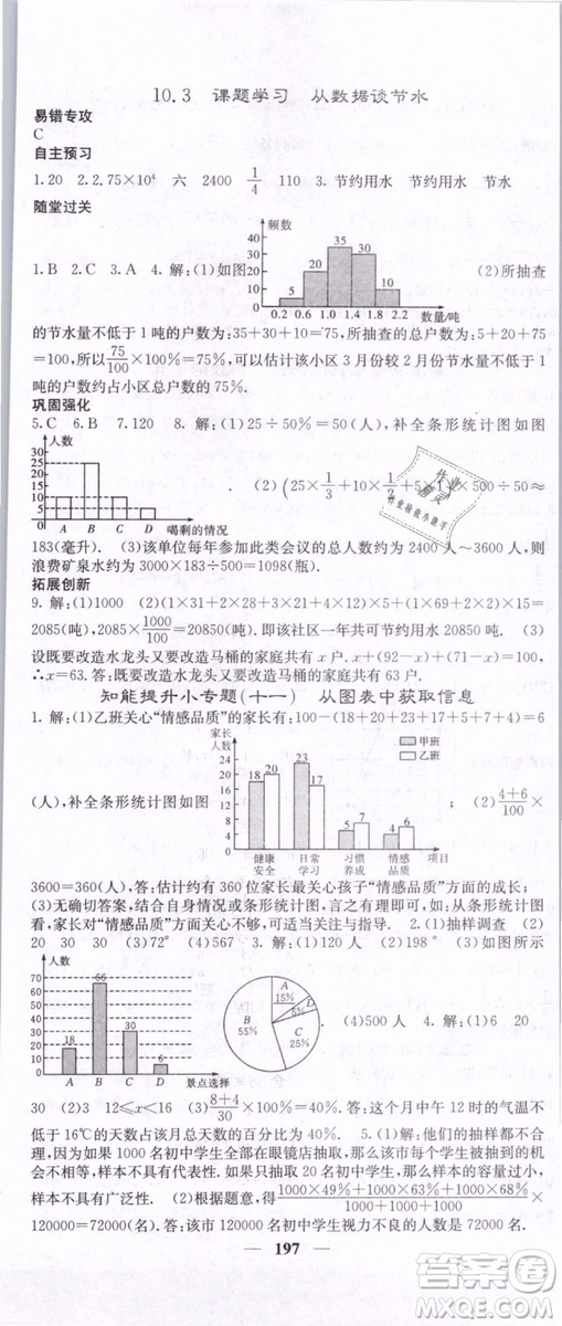 2019年課堂點(diǎn)睛七年級(jí)下冊(cè)數(shù)學(xué)人教版參考答案