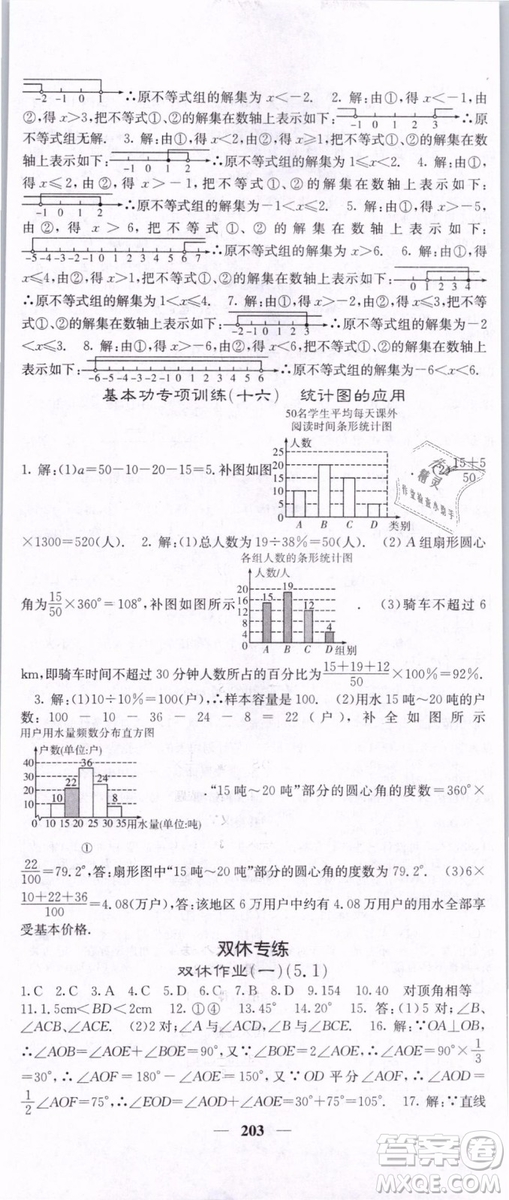 2019年課堂點(diǎn)睛七年級(jí)下冊(cè)數(shù)學(xué)人教版參考答案