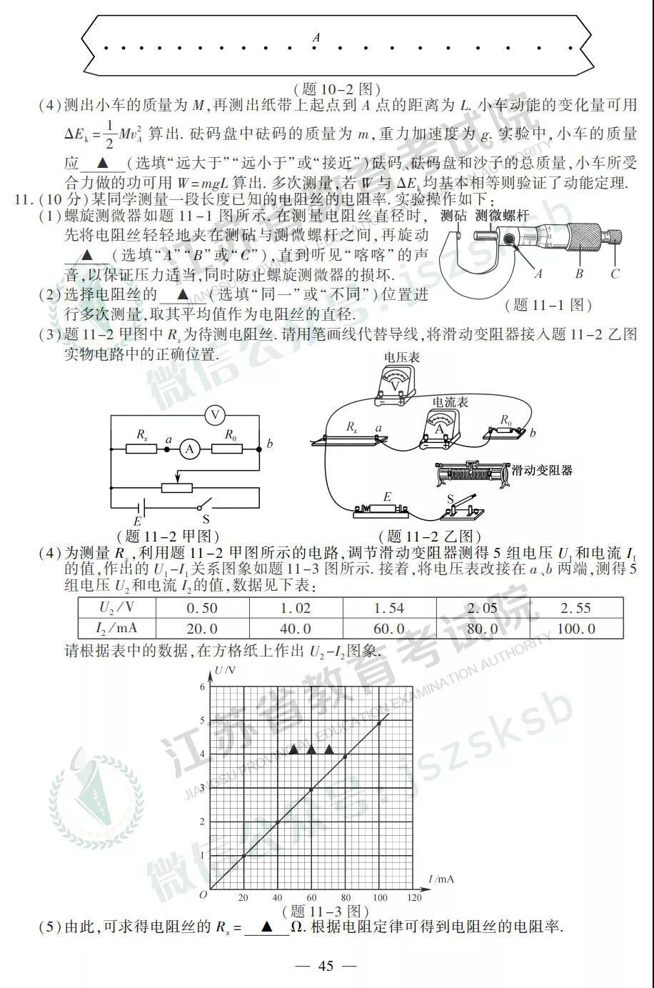 2019年高考江蘇卷物理試題及答案