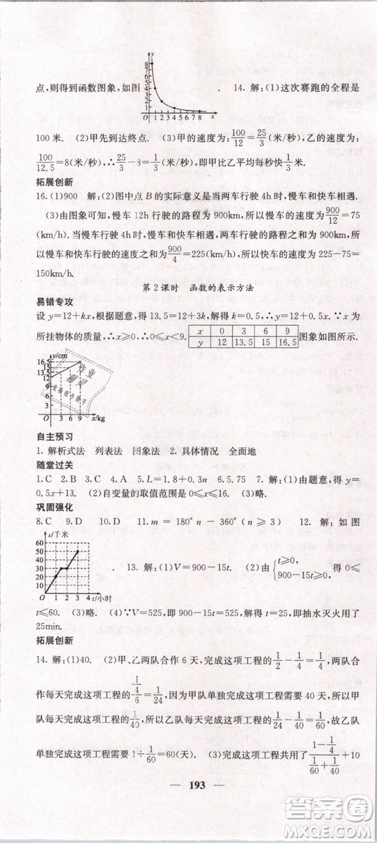 2019年課堂點睛八年級下冊數(shù)學(xué)人教版參考答案