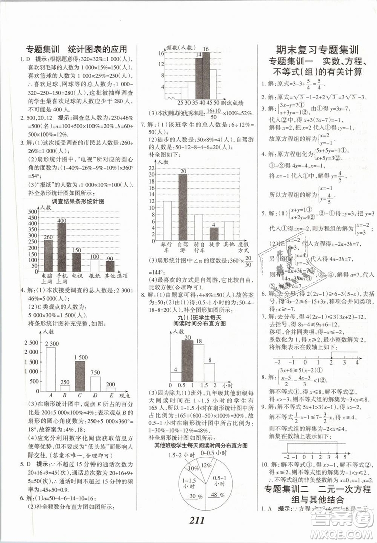 2019年全優(yōu)課堂考點(diǎn)集訓(xùn)與滿分備考七年級數(shù)學(xué)下冊人教版答案