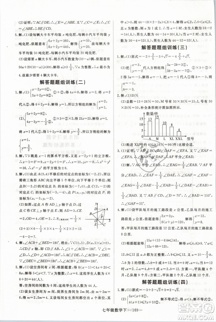 2019年優(yōu)翼叢書學(xué)練優(yōu)初中數(shù)學(xué)七年級(jí)下RJ人教版武漢專版參考答案