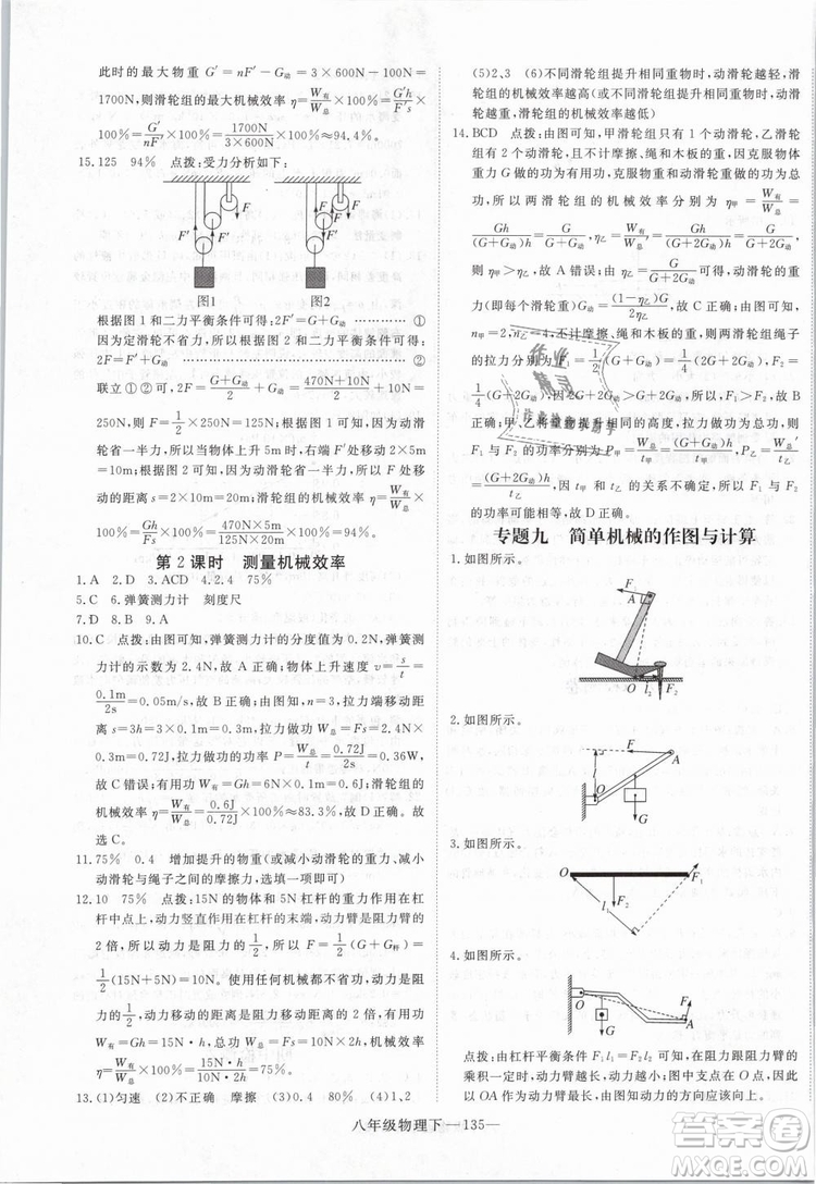 2019年優(yōu)翼學(xué)練優(yōu)學(xué)科思維訓(xùn)練法八年級(jí)物理下冊(cè)RJ人教版參考答案