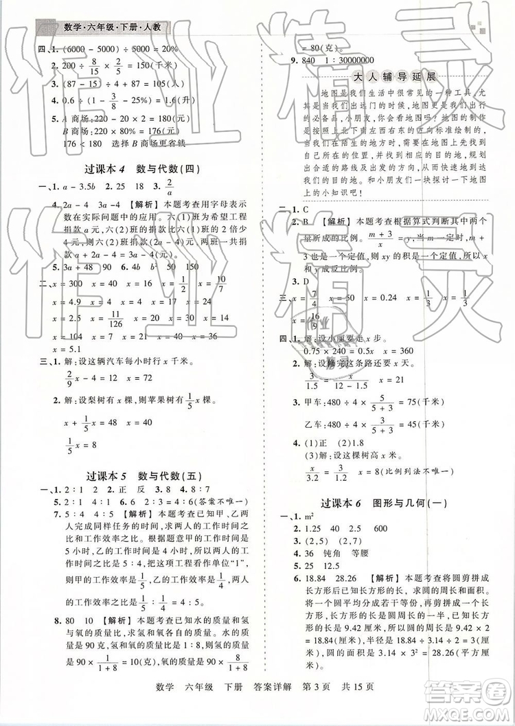 2019年王朝霞期末真題精編六年級數(shù)學下冊人教版鄭州都市版參考答案