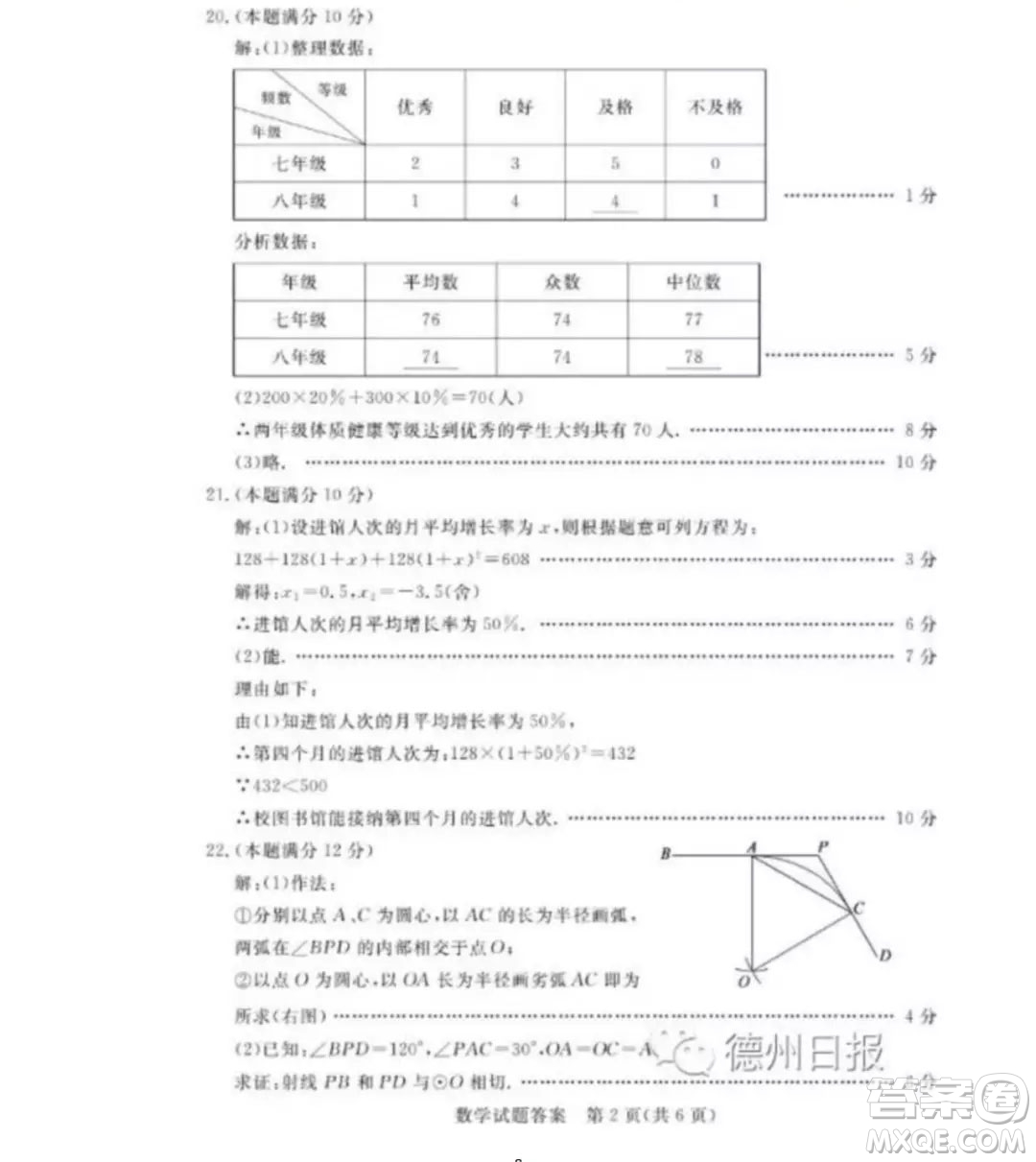 2019年山東省德州市中考數(shù)學(xué)真題及答案