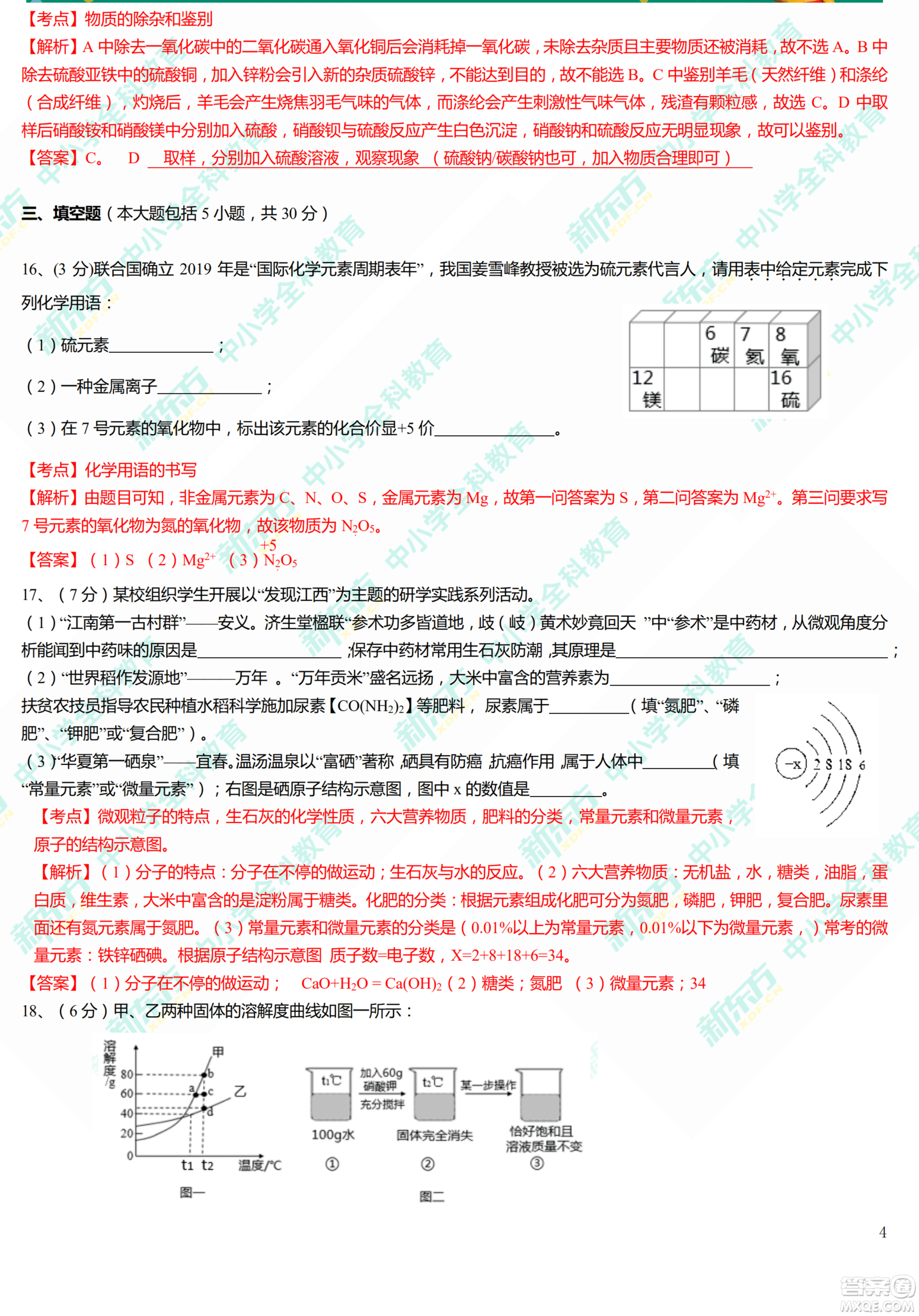 江西省2019年中等學(xué)校招生考試化學(xué)試題卷及答案