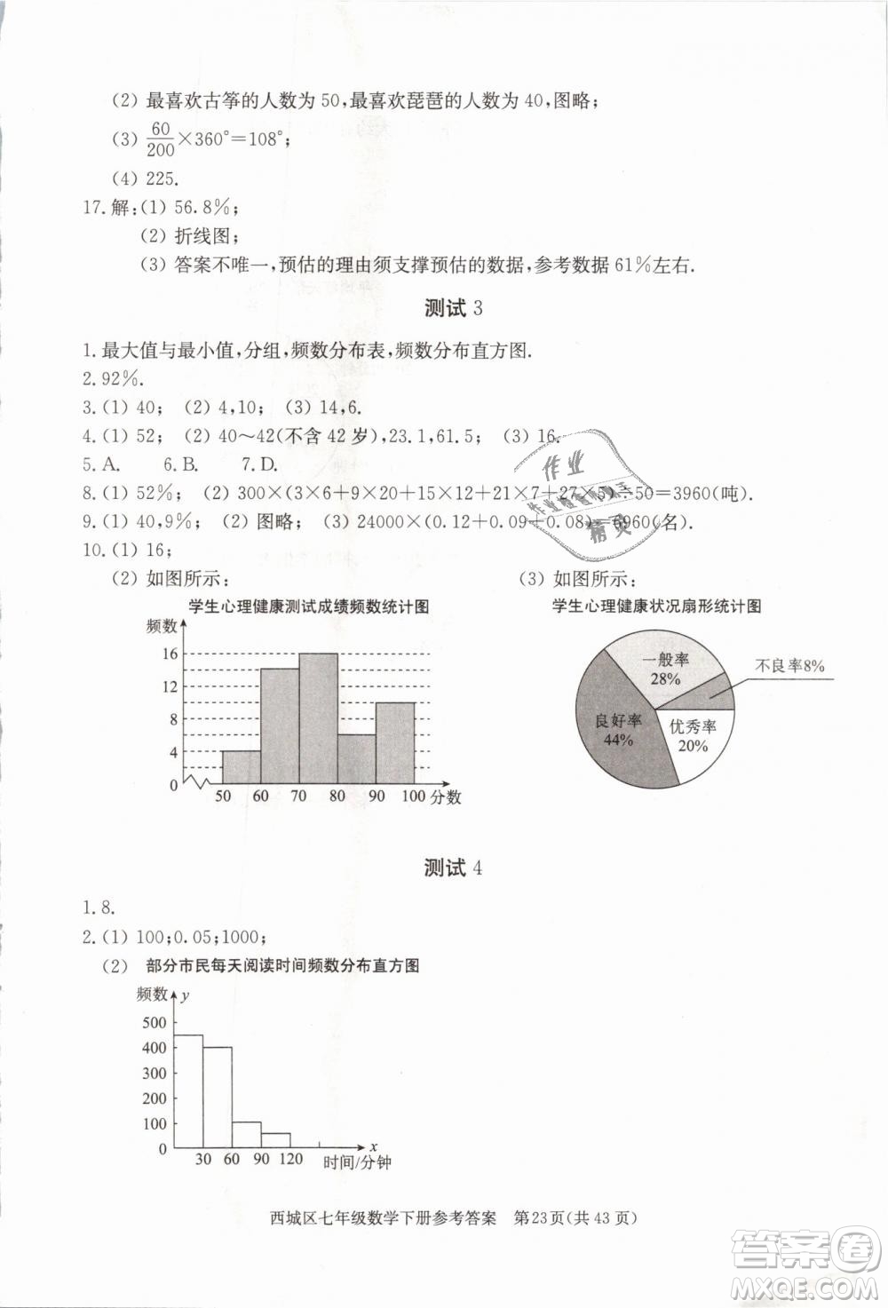 2019年北京西城學(xué)習(xí)探究診斷七年級(jí)數(shù)學(xué)下冊人教版參考答案