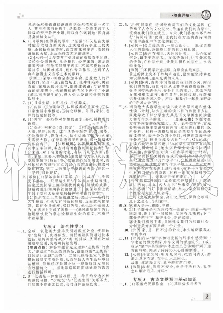 2019年王朝霞各地期末試卷精選八年級(jí)語(yǔ)文下冊(cè)人教版河南專版答案