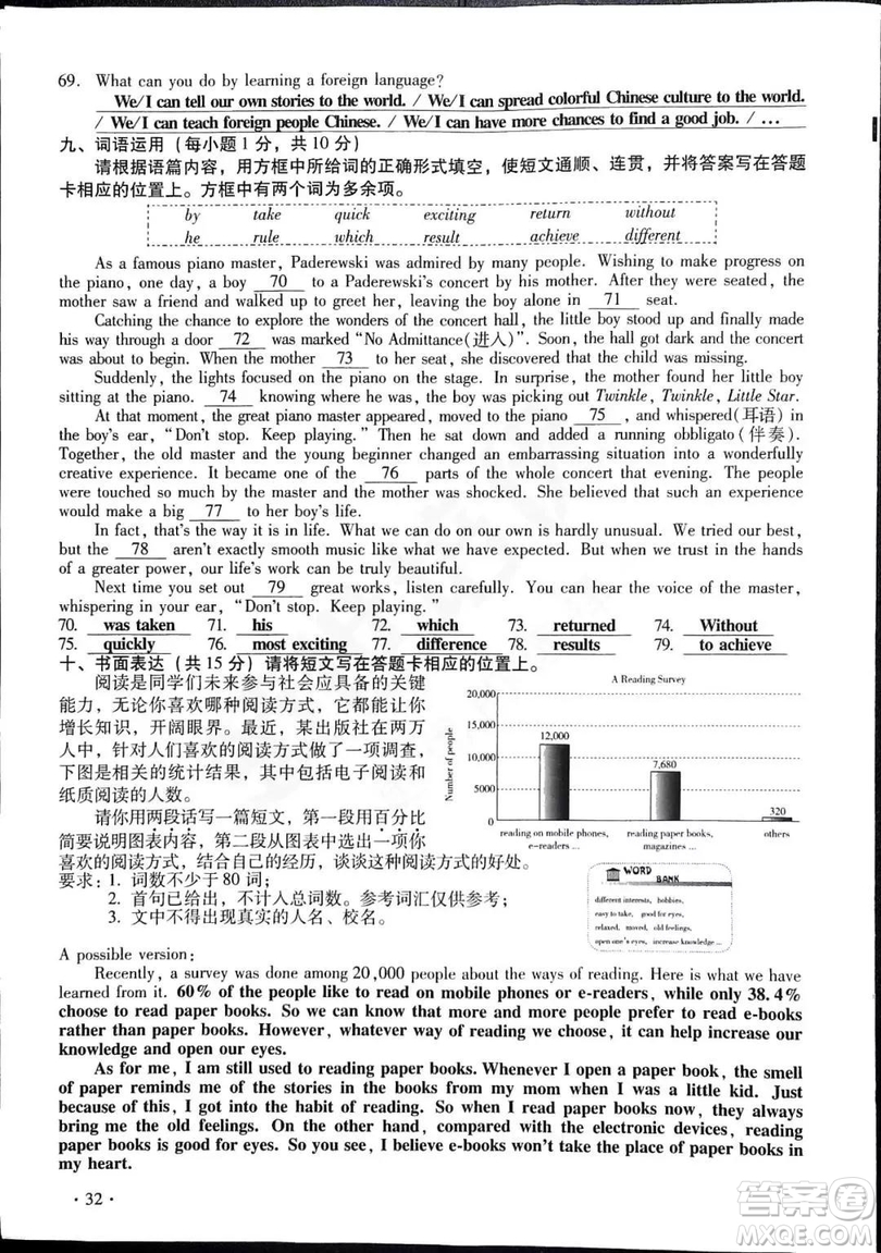 2019山西中考英語(yǔ)試卷答案及解析