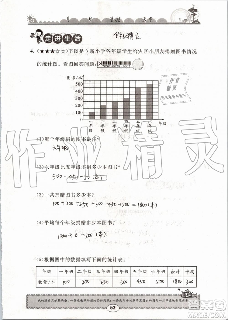 崇文書局2019版長江暑假作業(yè)小學(xué)四年級數(shù)學(xué)人教版參考答案