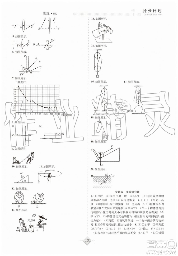 2019贏在暑假搶分計(jì)劃八年級(jí)物理滬科版HK參考答案