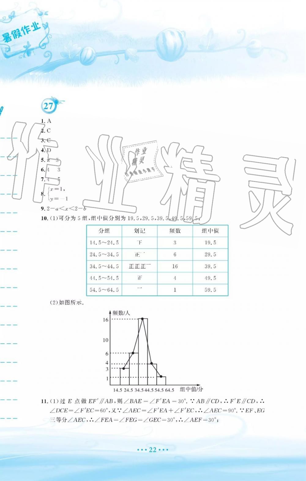 2019年暑假作業(yè)七年級數(shù)學人教版安徽教育出版社答案