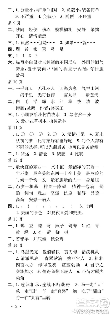 2019年江蘇鳳凰教育出版社過(guò)好暑假每一天小學(xué)四年級(jí)答案