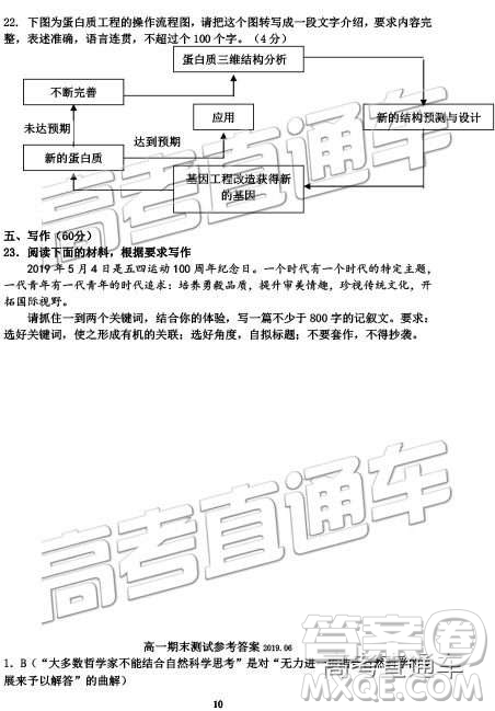 2019年江蘇揚(yáng)州高一期末檢測語文試題及參考答案