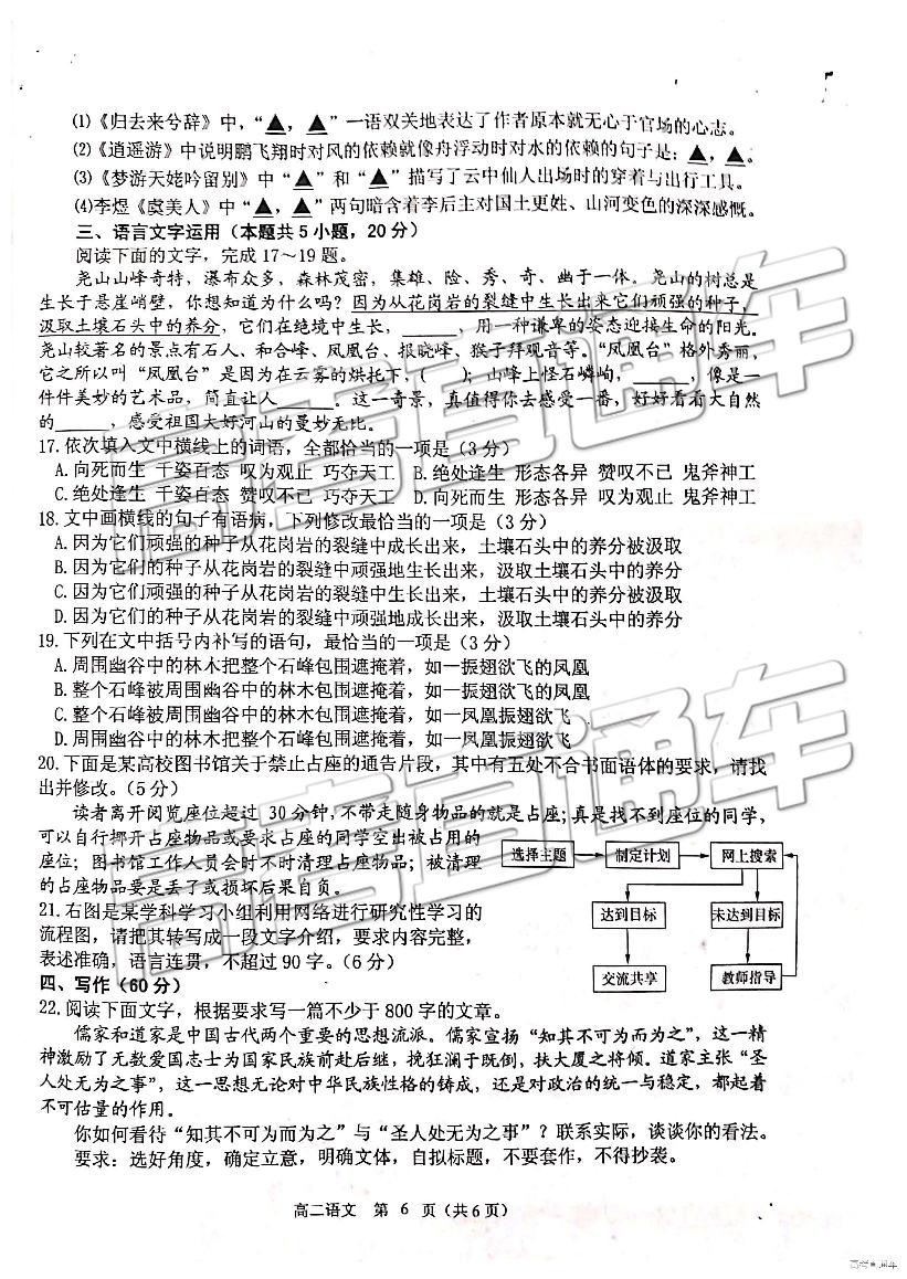 2019年河南省平頂山市高二下學(xué)期期末調(diào)研考試語(yǔ)文試題及答案