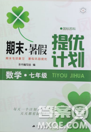 2019年期末暑假提優(yōu)計(jì)劃數(shù)學(xué)七年級(jí)國(guó)標(biāo)蘇科版參考答案