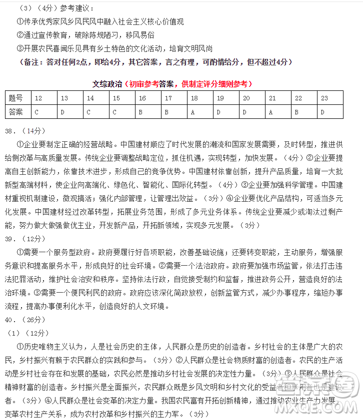 2020屆惠州一調(diào)文綜試卷及答案