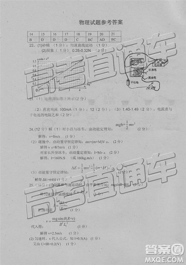 2020屆惠州一調(diào)理綜試卷及答案