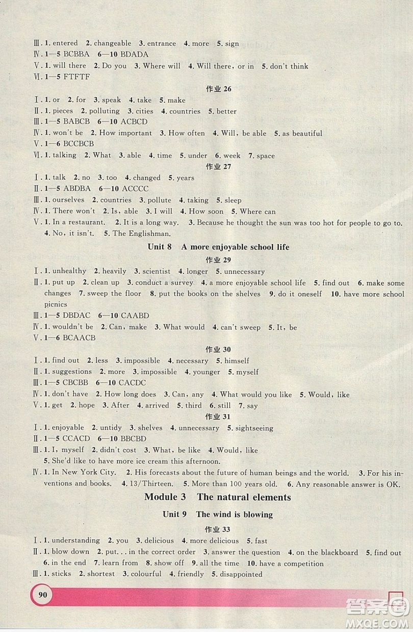 上海大學(xué)出版社2019年鐘書金牌暑假作業(yè)導(dǎo)與練七年級(jí)英語上海專版答案