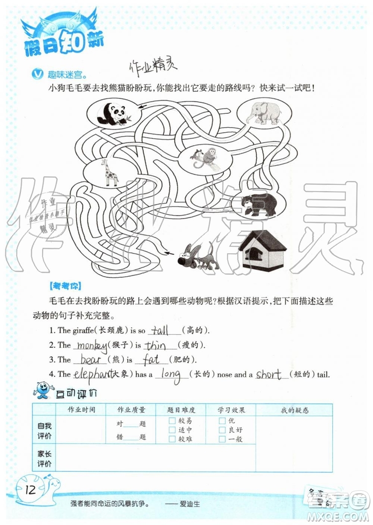 2019年暑假學(xué)習(xí)與生活假日知新三年級(jí)英語(yǔ)學(xué)習(xí)版參考答案