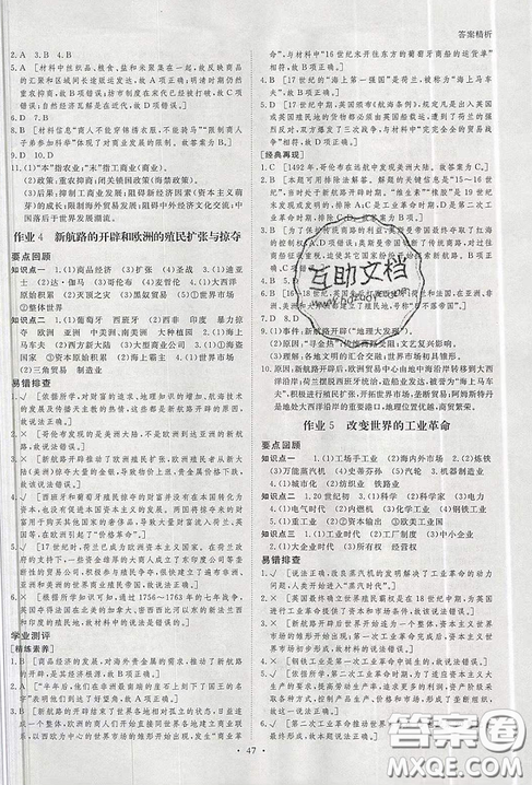 暑假作業(yè)2019步步高專題突破練岳麓版高一歷史必修2答案