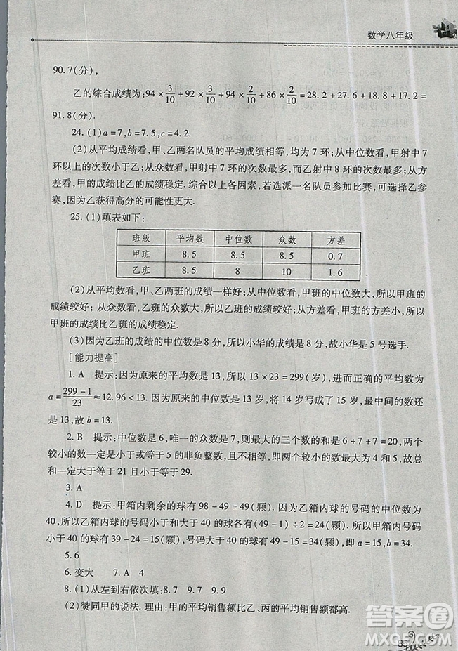 山西教育出版社2019快樂暑假八年級(jí)數(shù)學(xué)華師大版答案