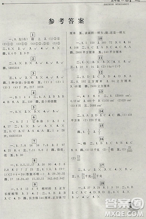 藍(lán)天教育2019年暑假優(yōu)化學(xué)習(xí)五年級(jí)數(shù)學(xué)人教版答案