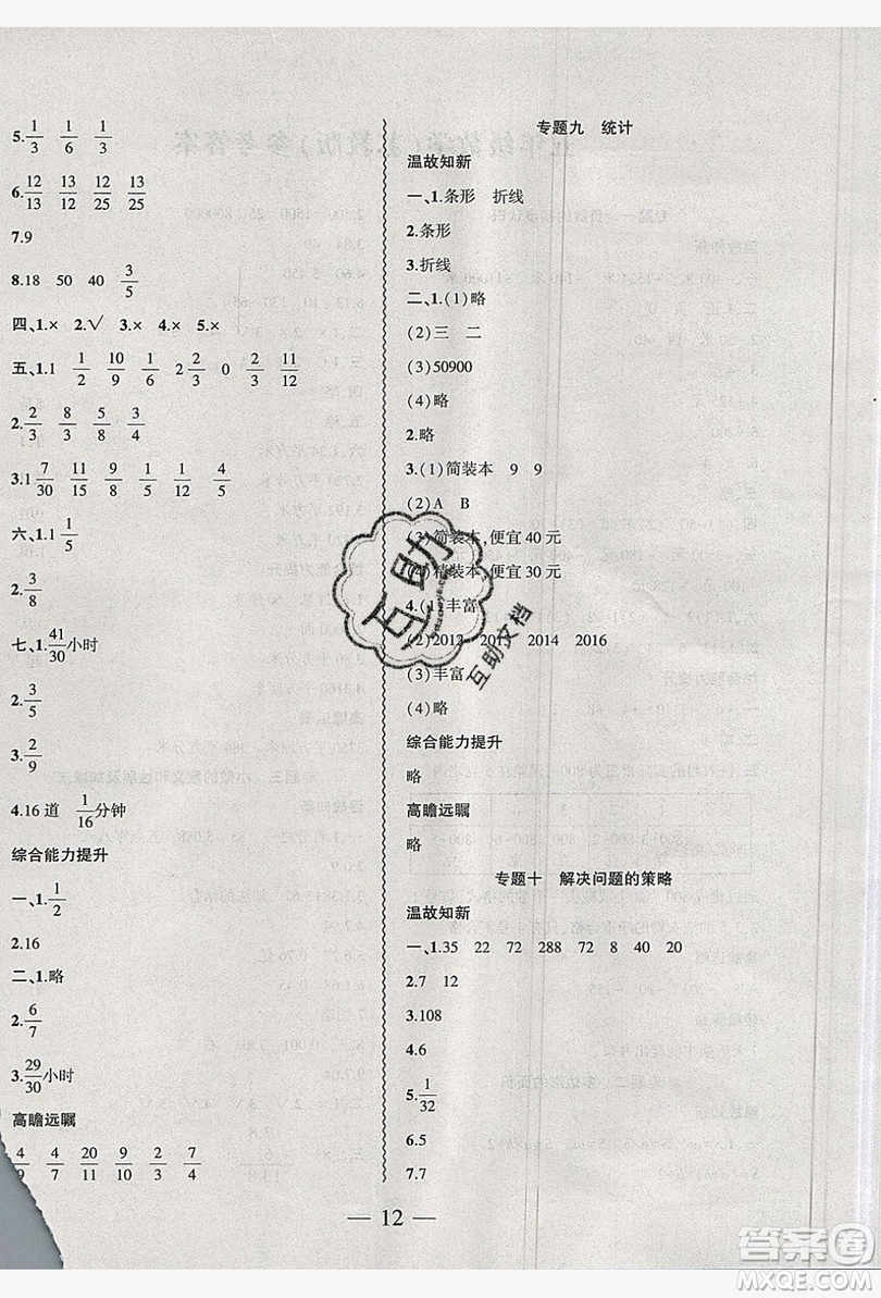 2019假期總動(dòng)員暑假必刷題五年級(jí)數(shù)學(xué)蘇教版答案