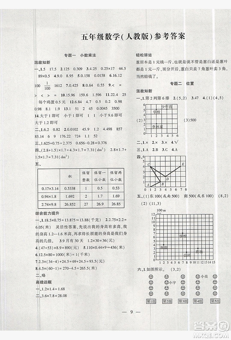 2019假期總動(dòng)員暑假必刷題五年級(jí)數(shù)學(xué)人教版答案