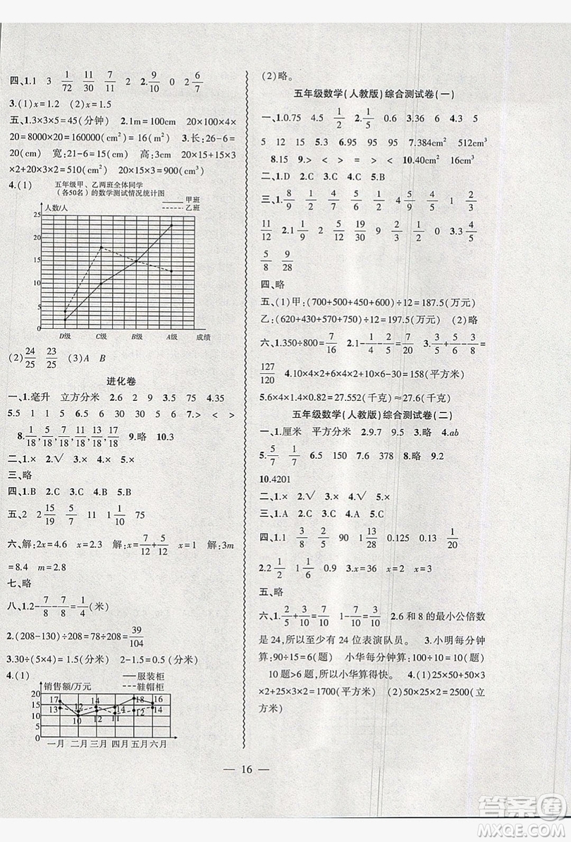 2019假期總動(dòng)員暑假必刷題五年級(jí)數(shù)學(xué)人教版答案