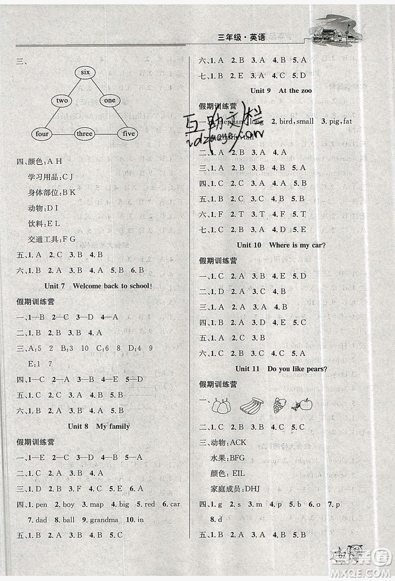 2019年度總復(fù)習(xí)精要復(fù)習(xí)總動(dòng)員三年級(jí)英語(yǔ)人教版答案