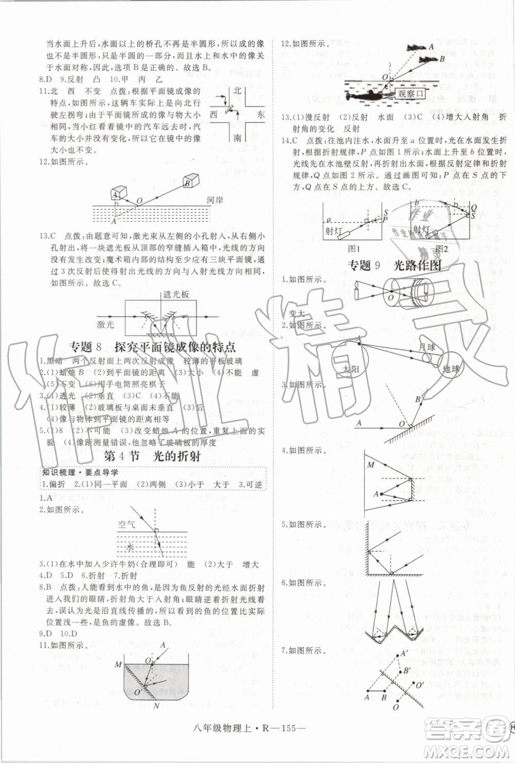 湖北專用2019年優(yōu)翼學(xué)練優(yōu)八年級(jí)物理上冊(cè)人教版參考答案