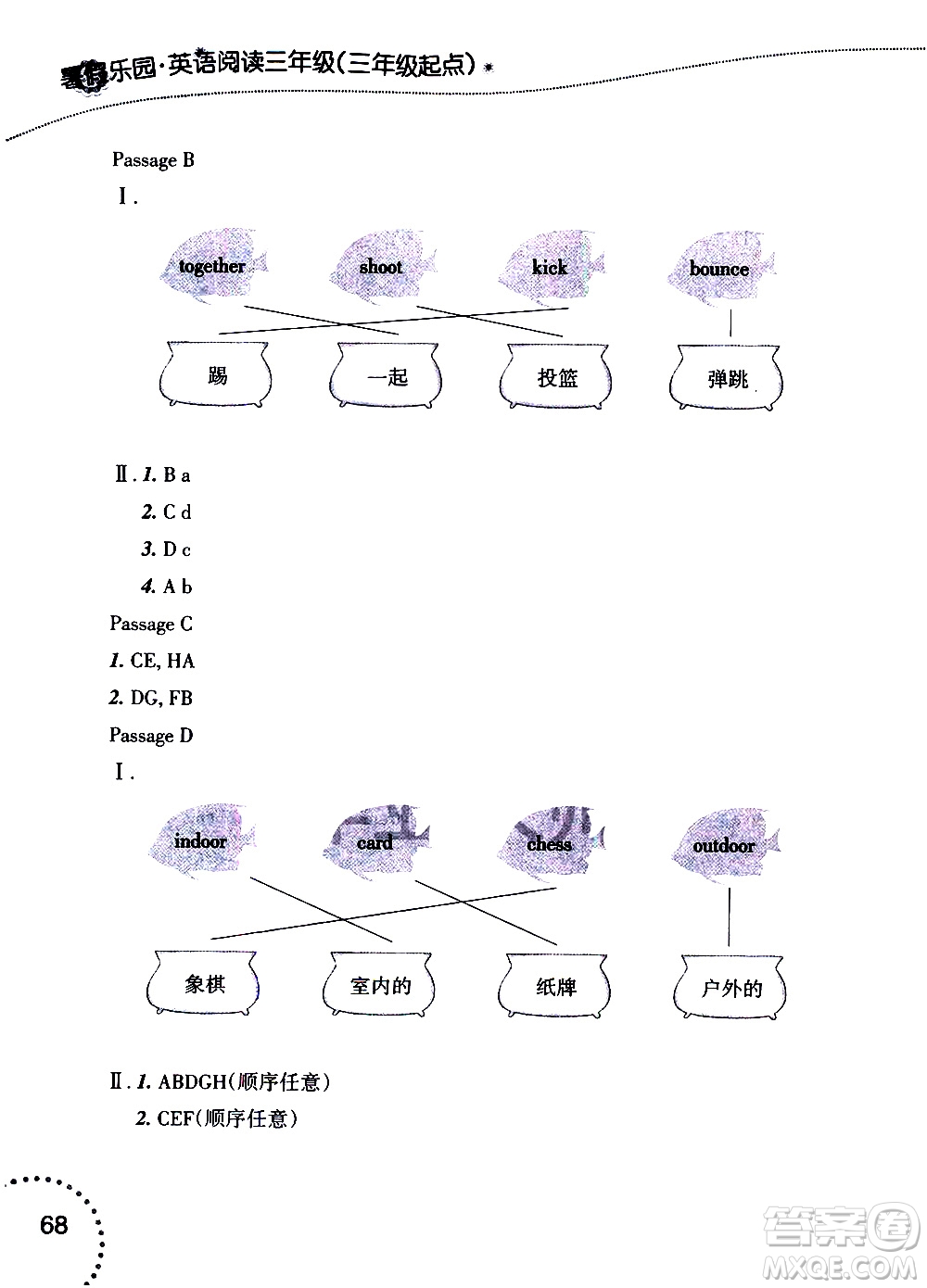 遼寧師范大學(xué)出版社2019年暑假樂園三年級英語閱讀人教版版參考答案