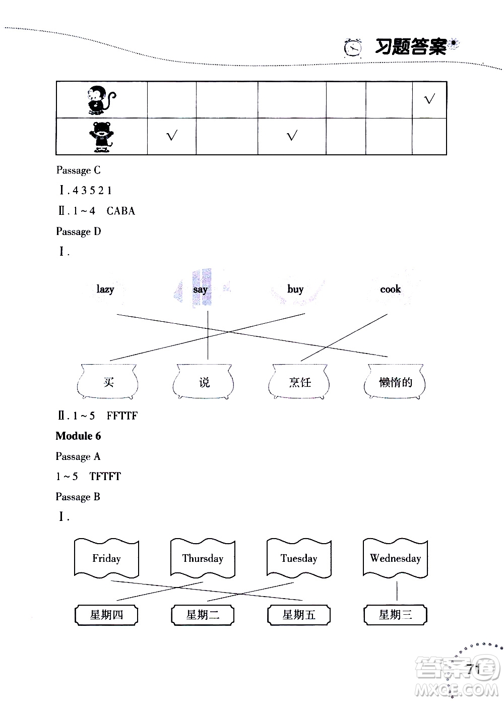 遼寧師范大學(xué)出版社2019年暑假樂園三年級英語閱讀人教版版參考答案