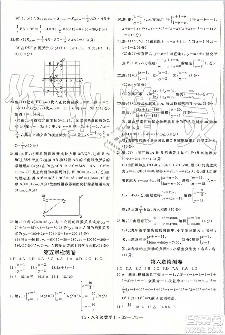 北師大版2019年優(yōu)翼學(xué)練優(yōu)八年級數(shù)學(xué)上冊參考答案