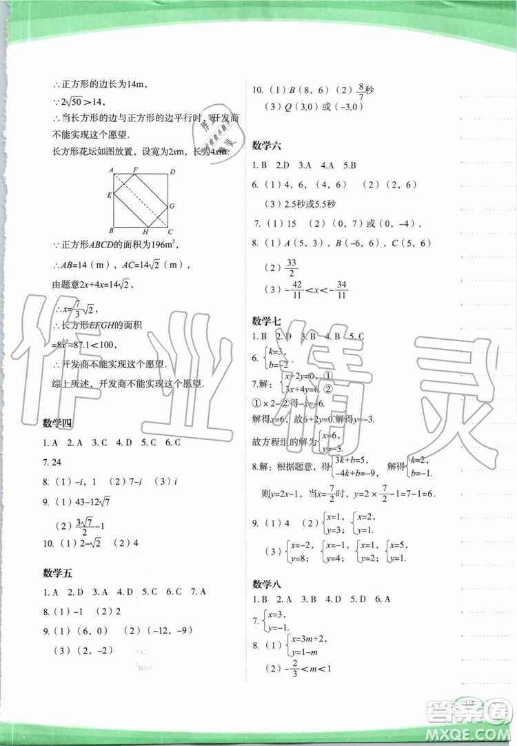 2019年核按鈕暑假作業(yè)七年級(jí)下冊(cè)合訂本參考答案