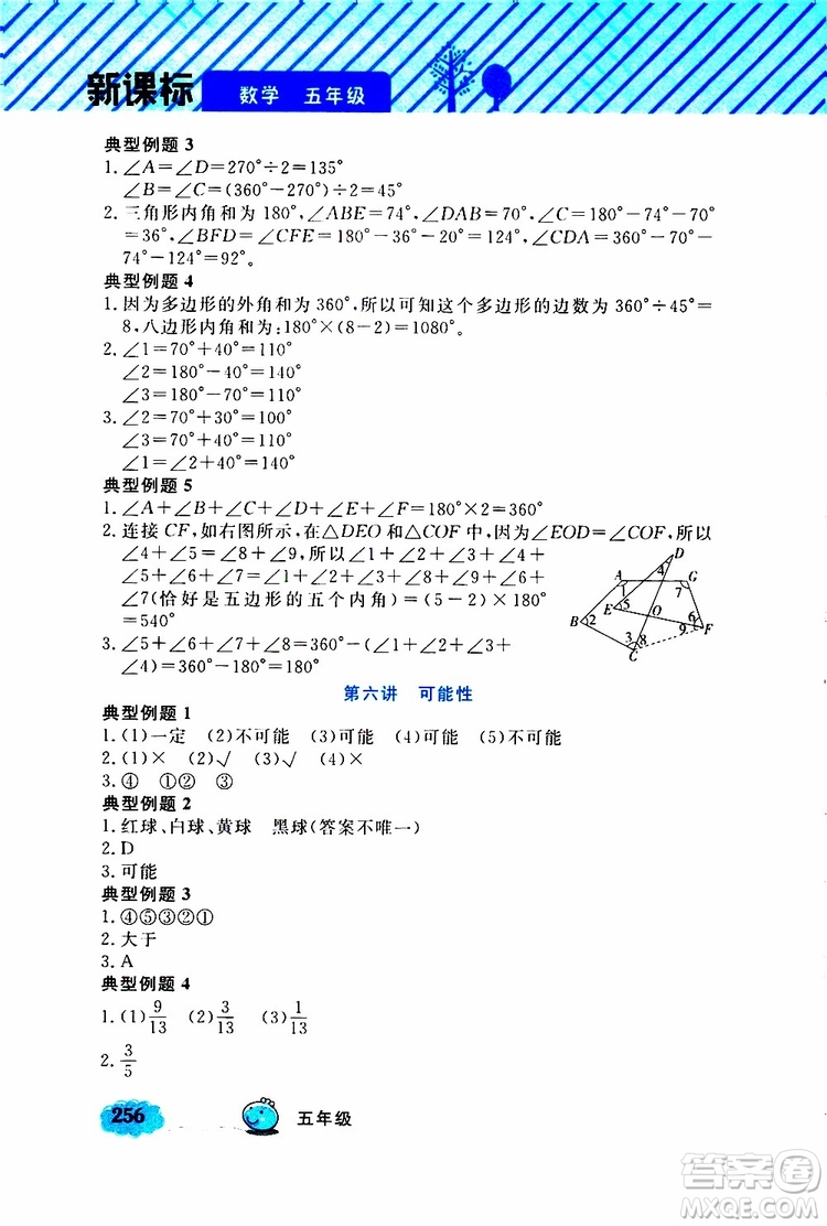 鐘書金牌2019年小學奧數(shù)舉一反三五年級A版參考答案