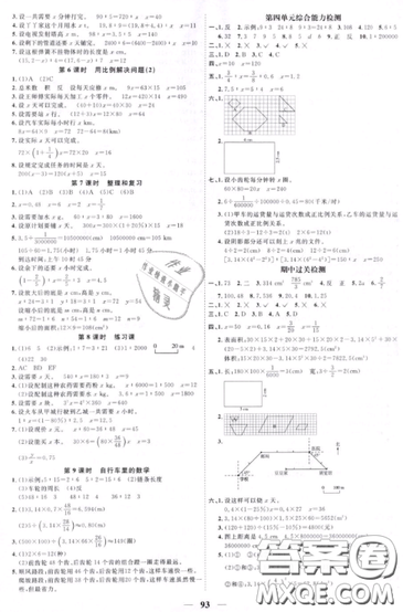 宇軒圖書2019陽光同學課時優(yōu)化作業(yè)六年級下冊數(shù)學人教版參考答案