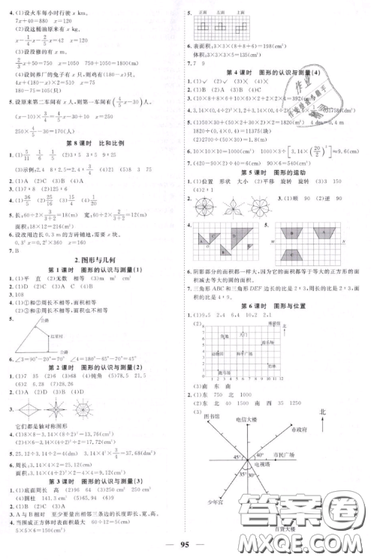 宇軒圖書2019陽光同學課時優(yōu)化作業(yè)六年級下冊數(shù)學人教版參考答案