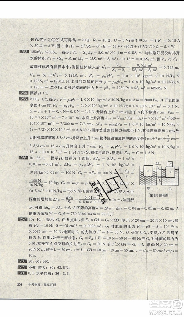 2020版百題大過(guò)關(guān)中考物理提高百題修訂版參考答案