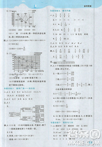 江西教育出版社2019陽(yáng)光同學(xué)暑假銜接5升6五年級(jí)數(shù)學(xué)人教版答案