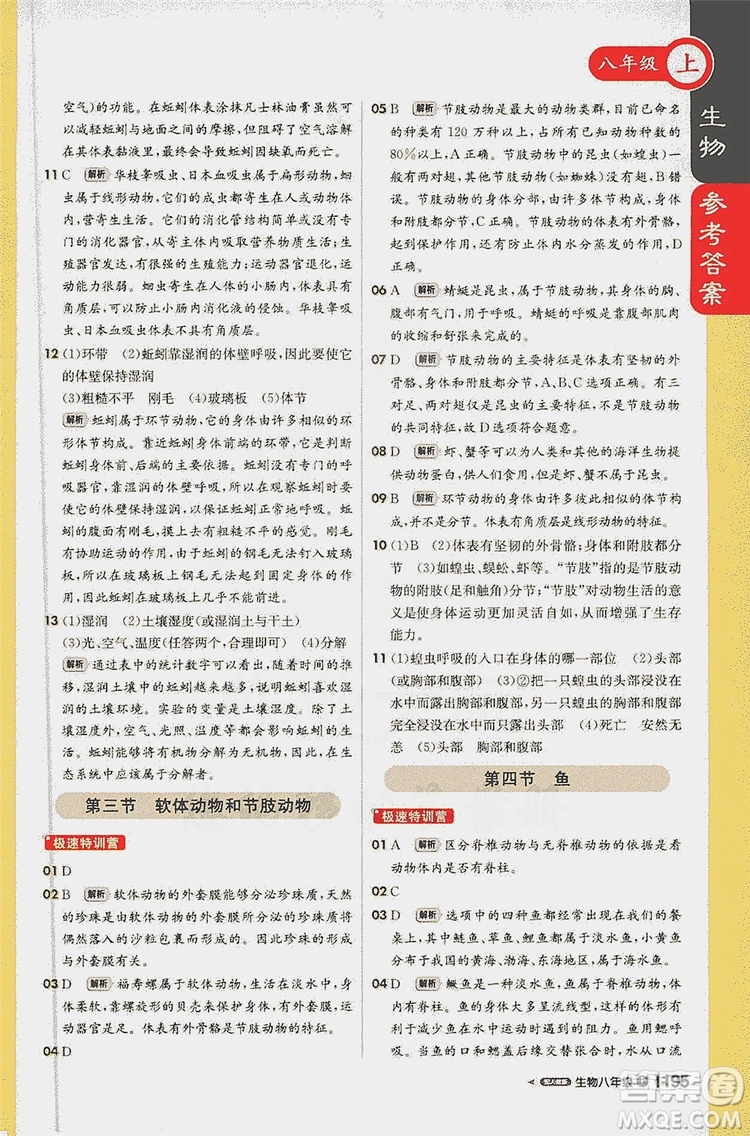 北京教育出版社2020新版1+1輕巧奪冠課堂直播八年級(jí)生物上冊(cè)人教版答案