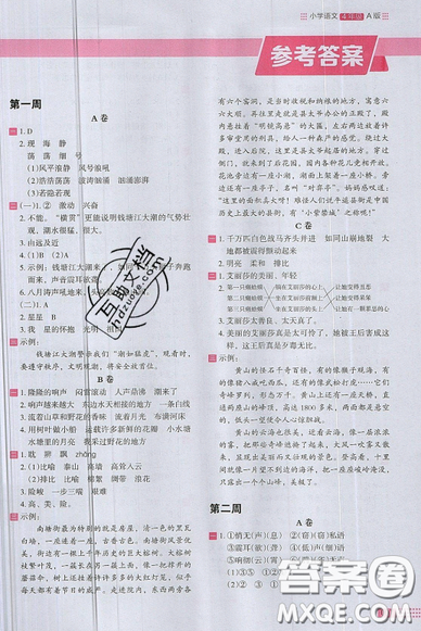 2019秋新版木頭馬閱讀小卷小學(xué)語(yǔ)文4年級(jí)A版參考答案