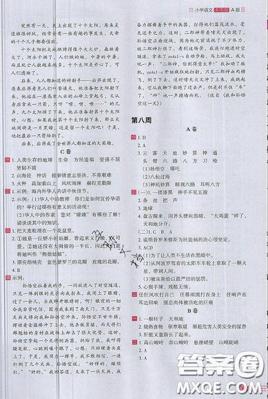 2019秋新版木頭馬閱讀小卷小學(xué)語(yǔ)文4年級(jí)A版參考答案