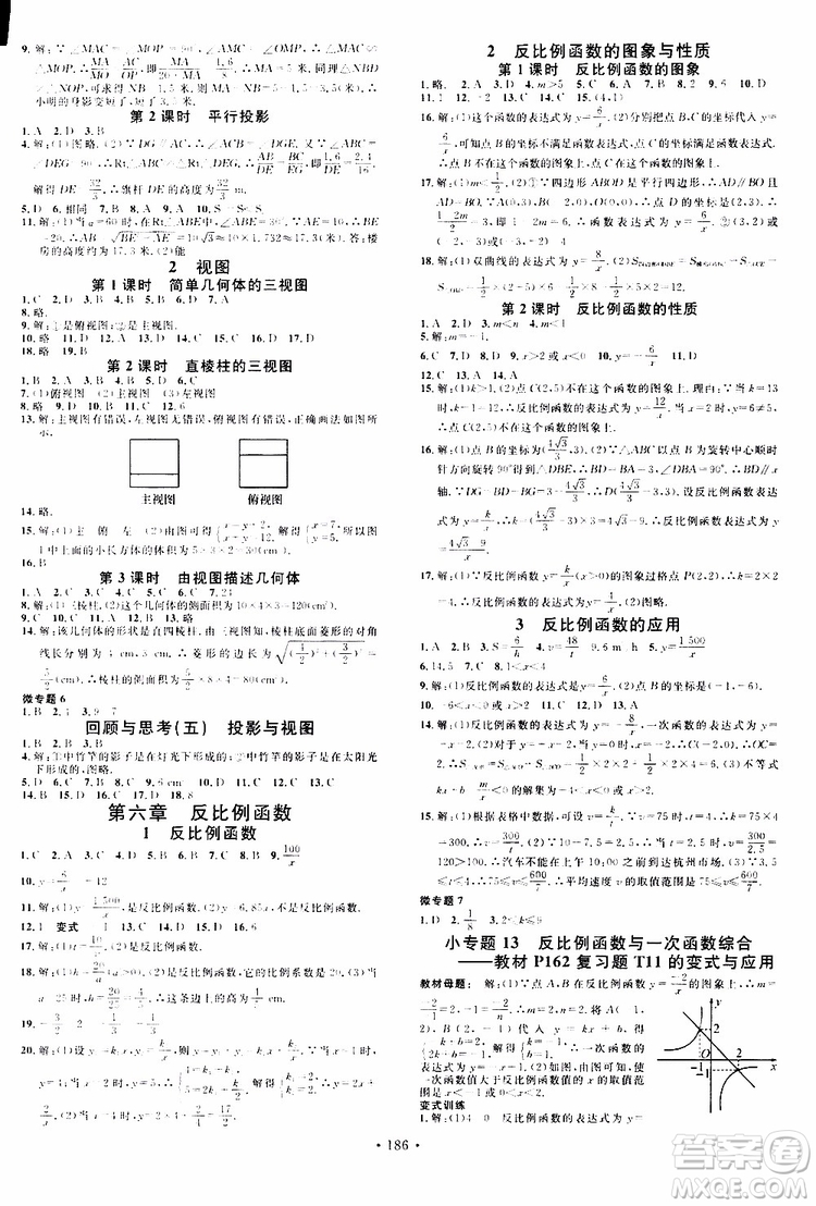 2019年名校課堂九年級上冊化學(xué)BS北師版河南專版參考答案