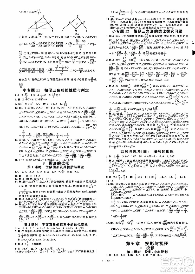 2019年名校課堂九年級上冊化學(xué)BS北師版河南專版參考答案