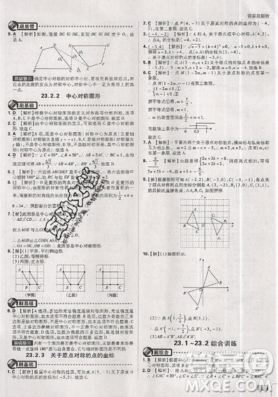 2019新版初中必刷題九年級(jí)上冊(cè)數(shù)學(xué)RJ版答案