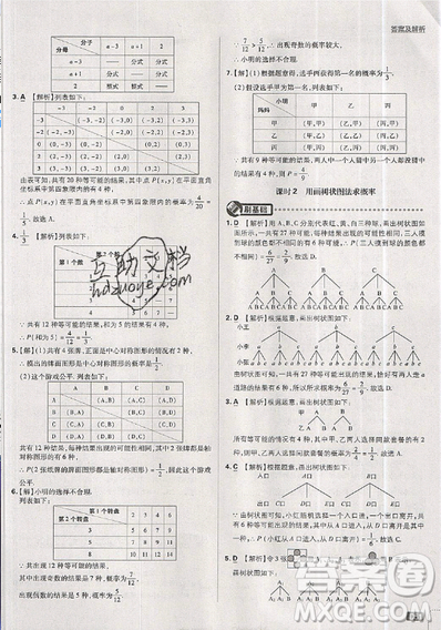 2019新版初中必刷題九年級(jí)上冊(cè)數(shù)學(xué)RJ版答案